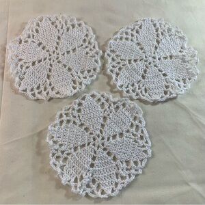 Handmade White Crochet Doilies Set